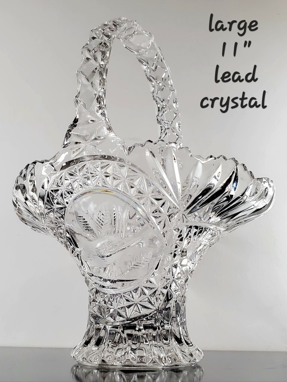 11" Byrdes Collection Large Bright Clear Lead Crystal Basket by Hofbauer 🇩🇪